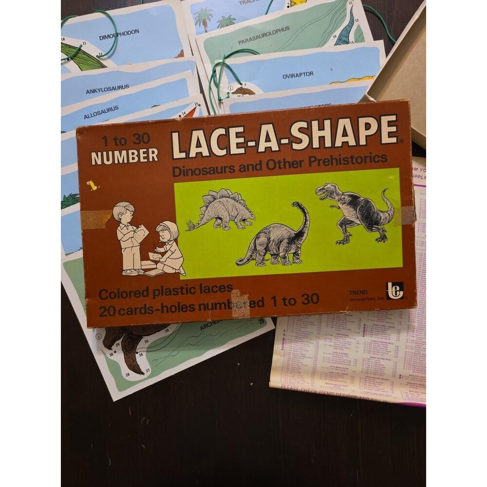 Vintage 1975-Lace A Shape 1 To 40 Number Dinosaurs (Missing Pieces)